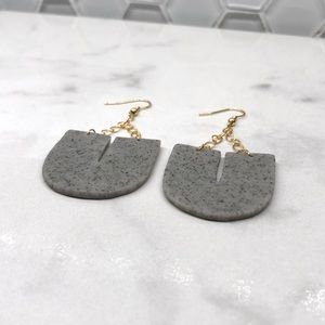 Granite Gray Gold Chain Dangle Earrings